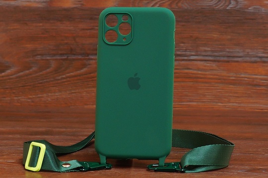 Силікон Crossbody IPhone 12ProMax з шнурком Pine green