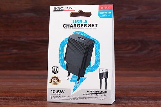 МЗП Borofone BAS71A micro (1USB/2.1A) (чорний)