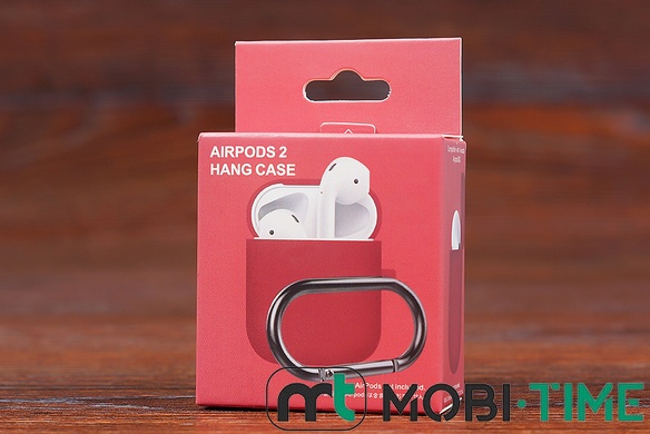 Футляр for AirPods 1/2 Carrying з карабіном (rose red)