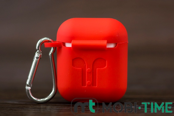 Футляр for AirPods 1/2 з карабіном (red)