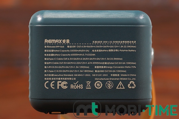 Power Bank Remax RPP-565 60000 QC3.0+ PD22.5W (сірий)