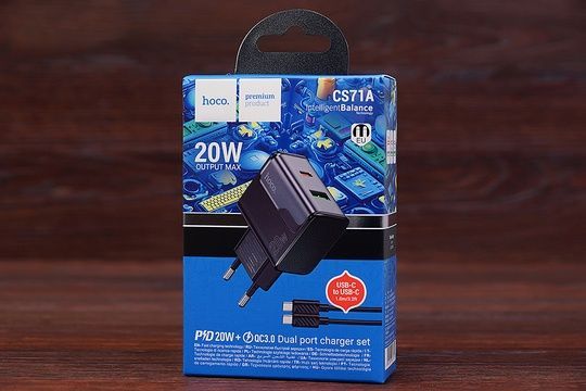 МЗП Hoco CS71A Type-C to Type-C QC 3.0 + PD 20W (чорний)