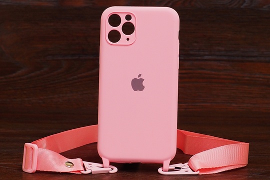 Силікон Crossbody IPhone 13Pro з шнурком Light pink