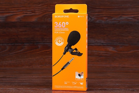 Мікрофон дротовий Borofone BFK11 3.5 для телефона (чорний)