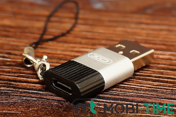 Перехідник XO NB149E USB male to Type-C female (срібно-чорний)