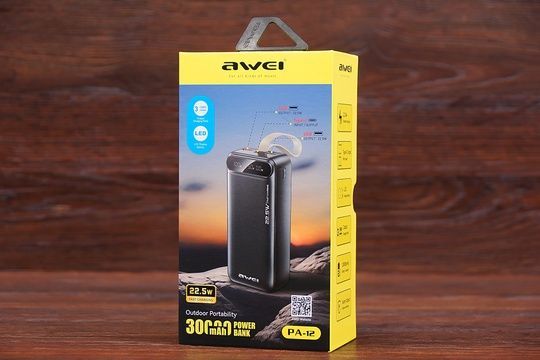 Power Bank Awei PA12 30000 mAh 22.5W (чорний)