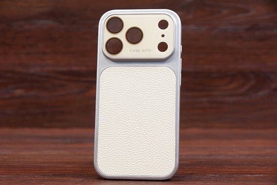 Накладка AITO Leather Iph 15ProMax Antique White