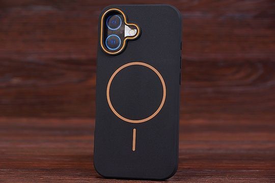 Силікон Slim MagSafe iPh 17 black/orange