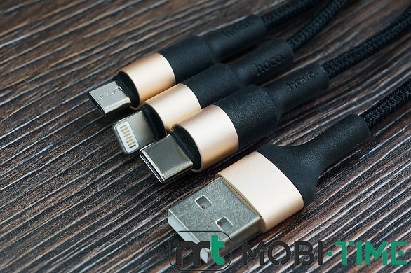 USB Кабель 3in1 HOCO X26 lightning/micro/Type-C(1m)