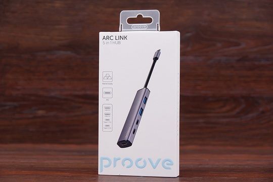 Type-C HUB Proove Arc Link 5in1 USB3.0 100W (срібний)
