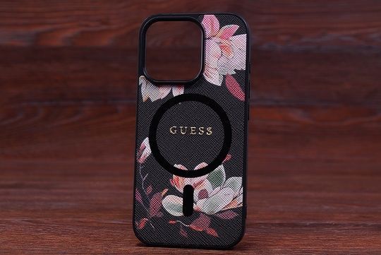 Накладка Guess Flowers Magsafe Iph 15Pro Black