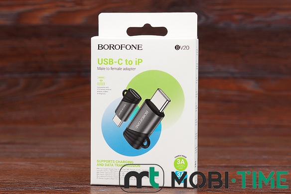 Перехідник Borofone BV20 USB-C male to lightning female (чорний)