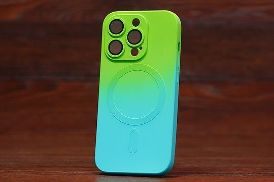 Силікон Luxury MagSafe Iph 15+ Green/Sea blue