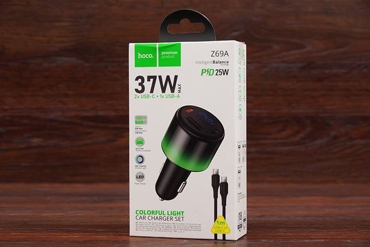 АЗП Hoco Z69A Type-C to Type-C USB-A+ 2USB-C 37W (чорний)