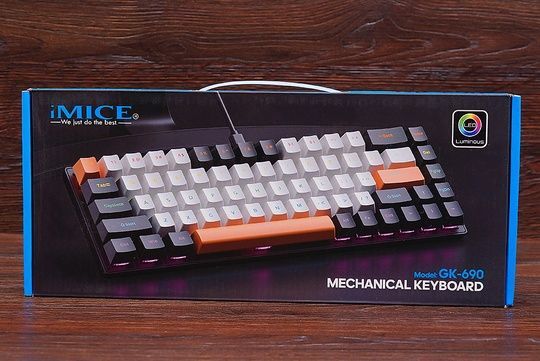 Клавіатура дрот iMice GK-690 Rainbow механіч біло-жовта
