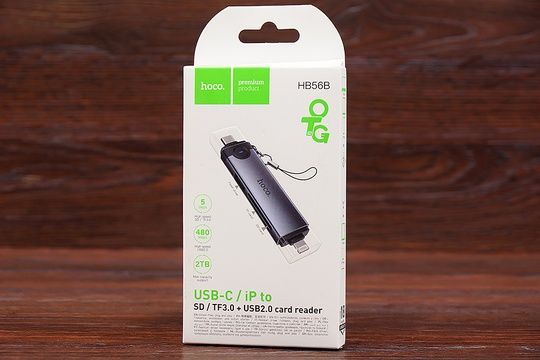 Кардрідер HOCO HB56B 2in1 Type-C / iP 480 Mbps(сірий)