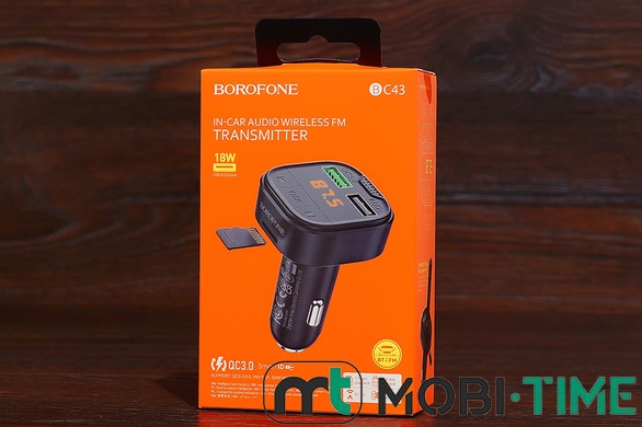 FM Modulator Borofone BC43 QC 3.0+ 18W (чорний)