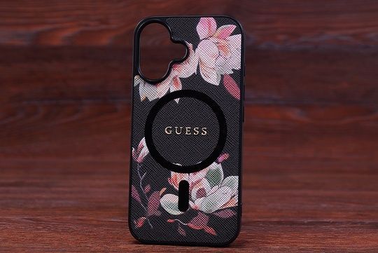 Накладка Guess Flowers Magsafe Iph 16 Black