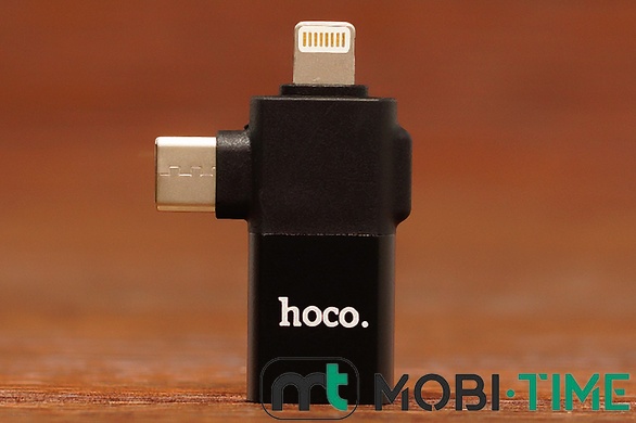 OTG HOCO UA17 2in1 Lightning+ Type-C на USB (чорний)