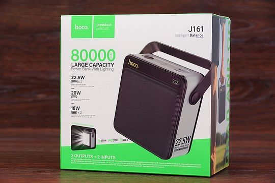 Power Bank HOCO J161 80000 mAh 22.5W з ліхтарем (чорний)