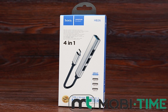 Type-C HUB Hoco HB26 4in1 USB3.0 (сірий)