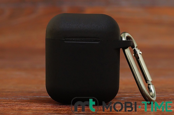 Футляр for AirPods 1/2 Carrying з карабіном (black)