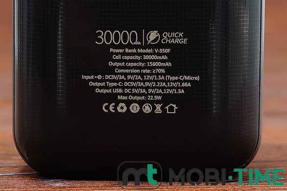 Power Bank Voltex V-350F 30000 mAh 22.5W (чорний)