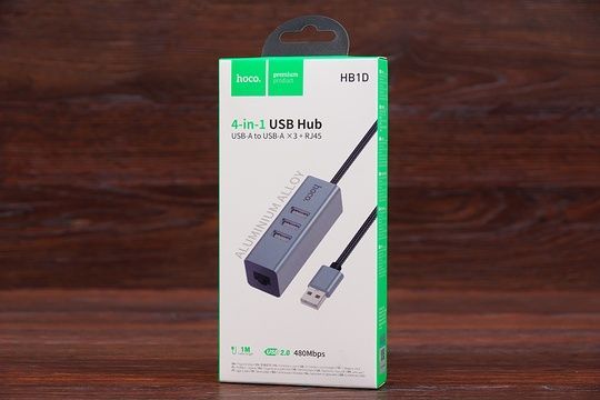 USB HUB Hoco HB1D 4in1 USB2.0 (срібний)