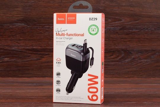 АЗП Hoco DZ29 Type-C/ Lightning USB-A + USB-C 60W (чорний)