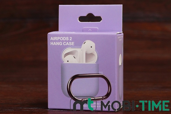 Футляр for AirPods 1/2 Carrying з карабіном (light purple)