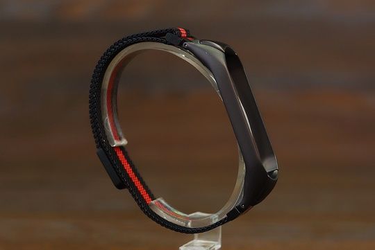 Ремінець MI Band 3/4 (метал)чорний з червоним