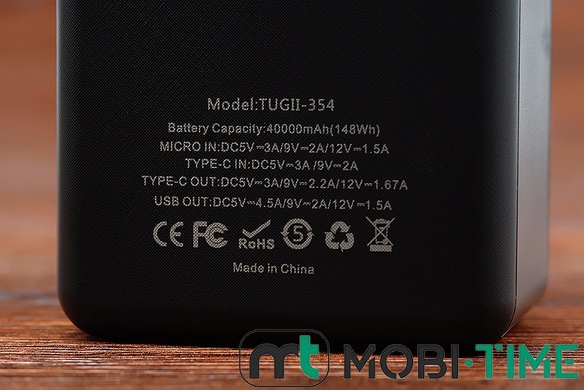 Power Bank TUGII-354 40000 mAh 22.5W (чорний)