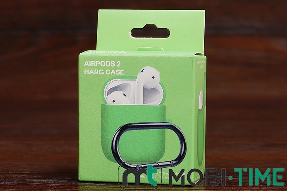 Футляр for AirPods 1/2 Carrying з карабіном (green)