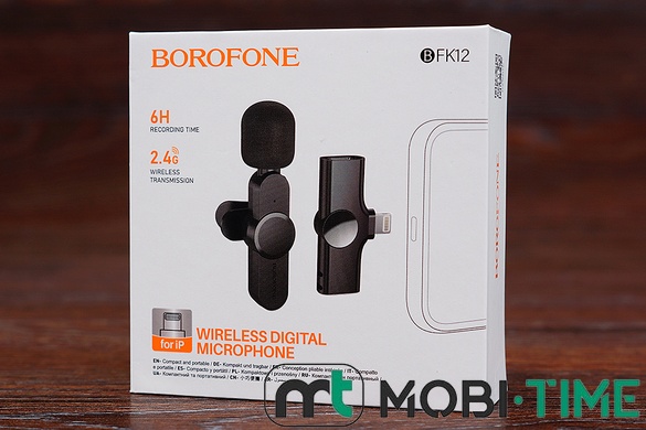 Мікрофон бездротовий Borofone BFK12 lightn для телефона (чорний)