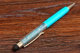 Стилус металевий з ручкою (з кристалами) (блакитний)