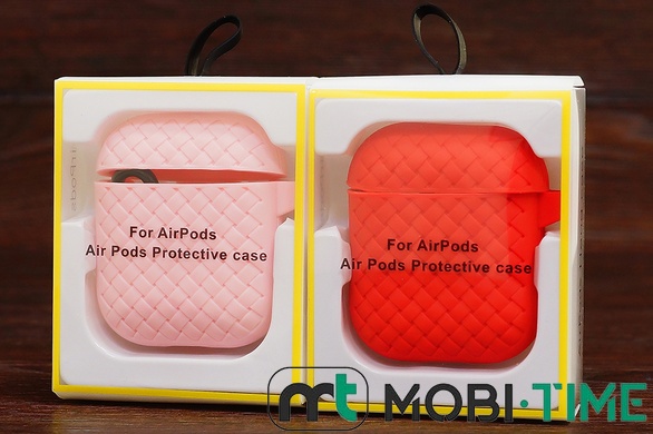 Футляр for Air Pods 1/2 плетенка (red)