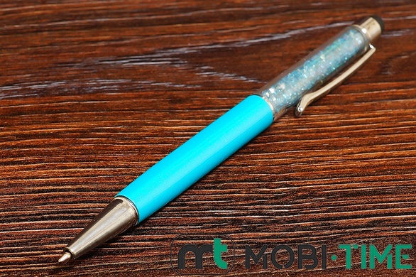 Стилус металевий з ручкою (з кристалами) (блакитний)