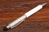 Стилус металевий з ручкою (з кристалами) (білий)
