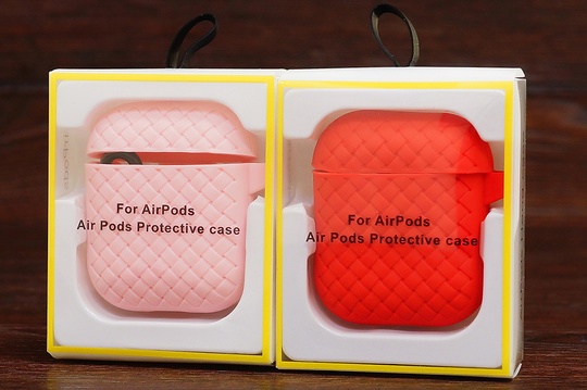 Футляр for Air Pods 1/2 плетенка (pink)