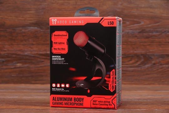 Мікрофон HOCO L50 для ПК RGB (чорний)
