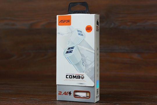 АЗП блок Aspor A905 Type-C (2USB/2.4A) (білий)