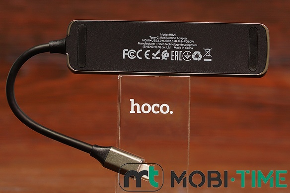 Type-C HUB Hoco HB23 5in1 USB3.0/ PD 60W (сірий)