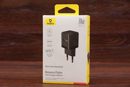 МЗП Baseus Palm P1011160A113-00 USB-A +USB-C 30W чор