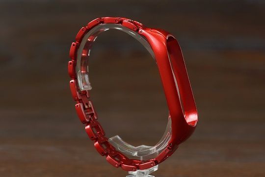 Ремінець MI Band 5/6 Steel(метал) червоний
