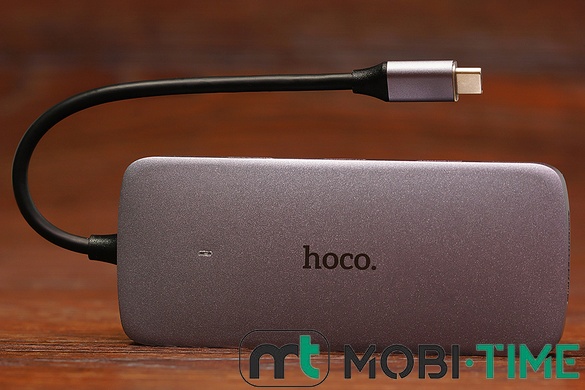 Type-C HUB Hoco HB32 8in1 USB3.0/PD 100W (сірий)