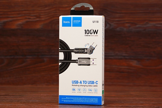 USB Кабель Type-C HOCO U118 Rotate 180 100W (1.2m)