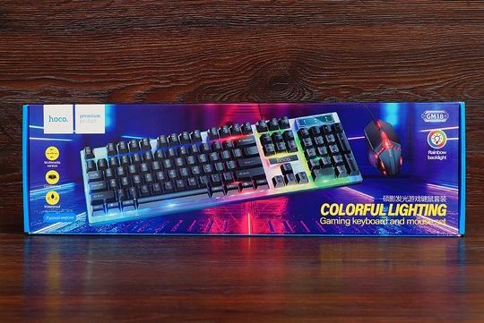 Клавіатура дротова + мишка HOCO GM18 RGB (EN/Rus) (чорна)