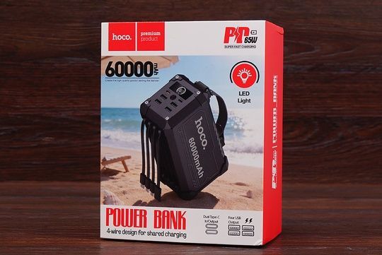 Power Bank HOCO 60000 mAh з ліхтарем PD65W (білий)