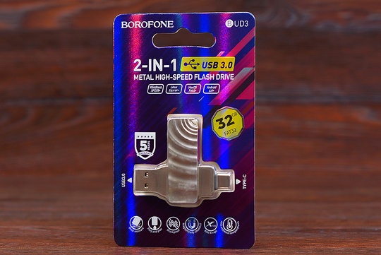 Флешка 32GB Borofone BUD3 2in1