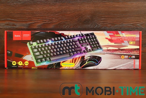 Клавіатура дротова + мишка HOCO GM11 RGB (чорна)